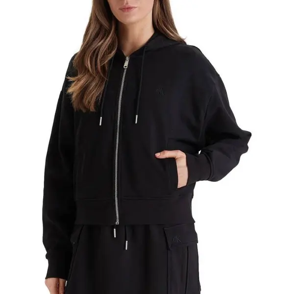 Bluza cu fermoar Calvin Klein LS MONOGRAM TERRY CROP RELAXED F