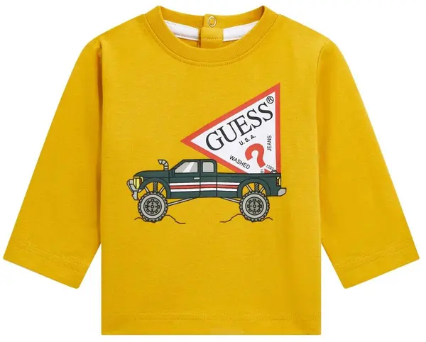 Bluză cu mânecă lungă Guess - Jeep cu caroserie, galben, 18 luni