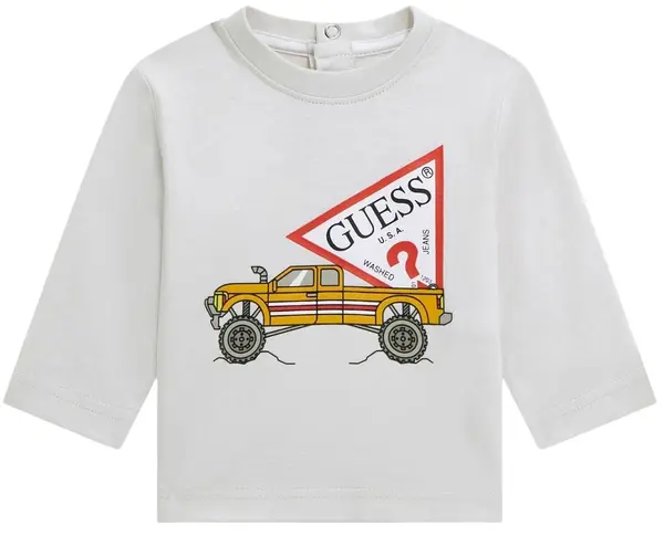 Bluză cu mânecă lungă Guess - Jeep cu caroserie, gri deschis, 12 luni