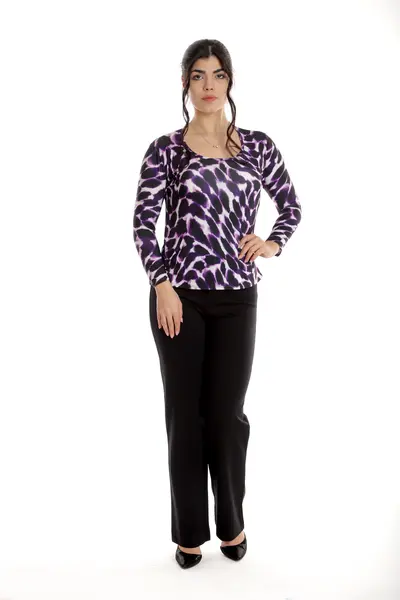 Bluza dama CP24014 mov indigo & alb, Cesy | marimea S
