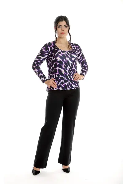 Bluza dama CP24014 SIZE mov indigo & alb, Cesy | marimea XXL