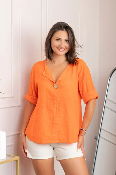 Bluza dama din bumbac Kerry cu maneci reglabile - Orange