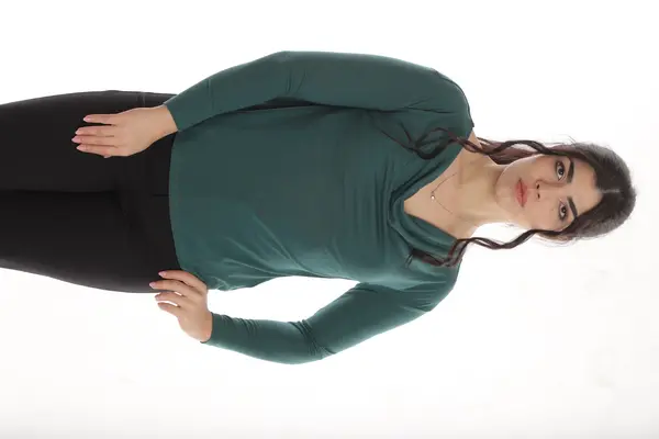 Bluza decolteu falduri CP24020 SIZE verde, Cesy | marimea XXL