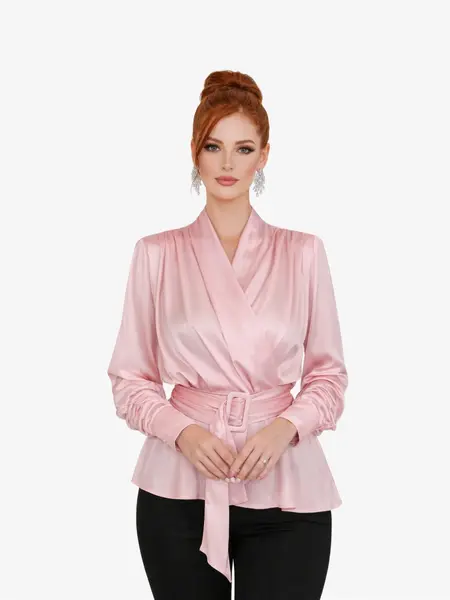Bluza din Satin si Bumbac "Eveline", Roz - S