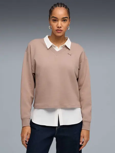 Bluza Ess Elevated Comfort V-neck Crew Dk