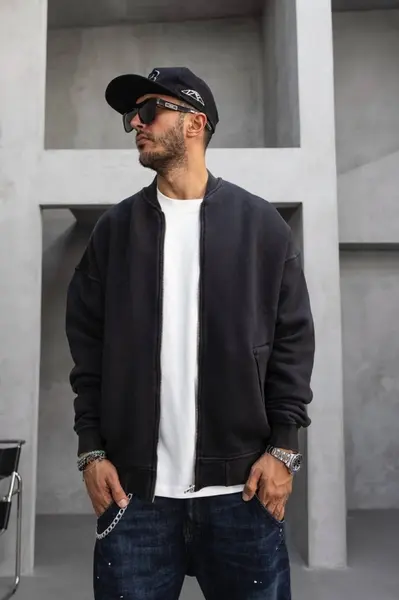 BLUZA HOINAR CU FERMUAR BLACK BZBLACK1(1532) (MĂRIME: L)