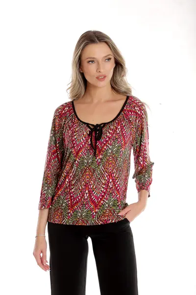 Bluza ie CP24019 SIZE magenta & verde, Cesy | marimea XXXL