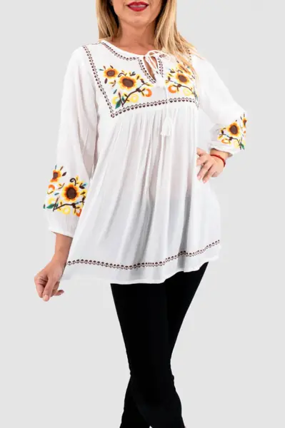 Bluza tip ie cu broderie florala - Lavinia 3