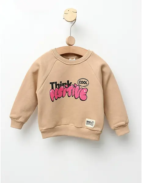 Bluza vatuita Think Positive model bej