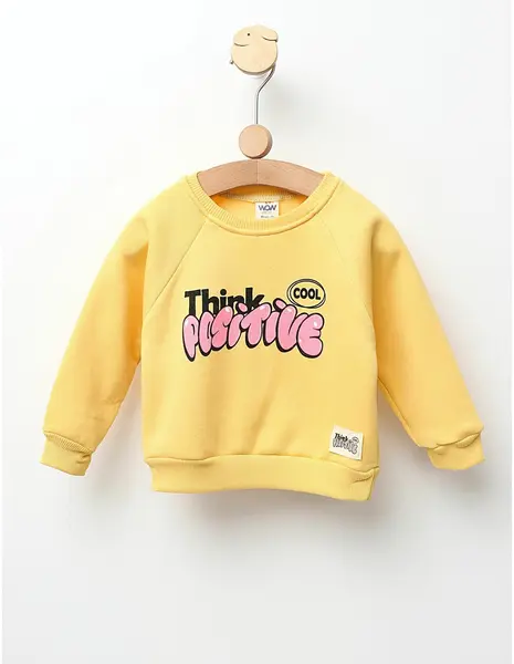 Bluza vatuita Think Positive model galben