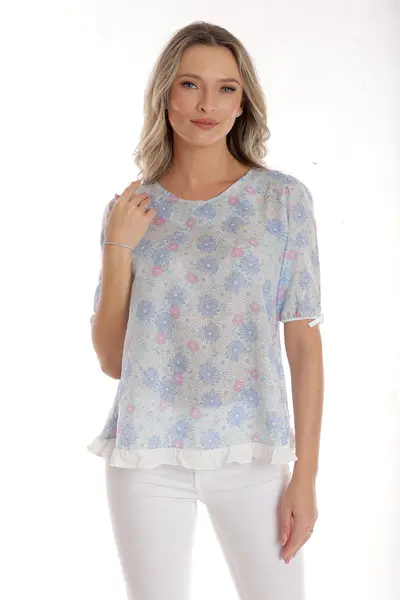 Bluza volanas CV25039 bleu floral, Cesy | marimea M