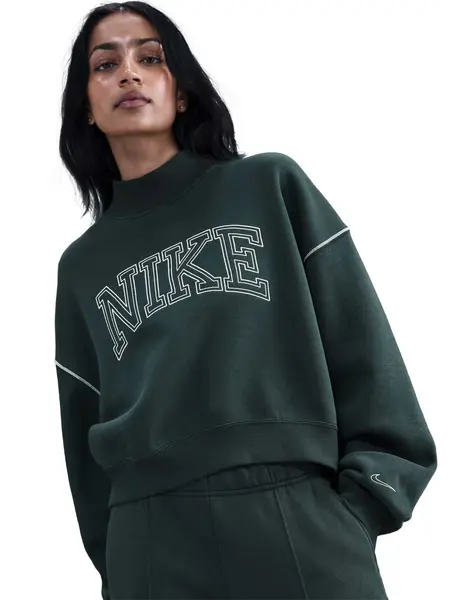 Bluza W Nsw Phnx Flc Logo Mock Neck