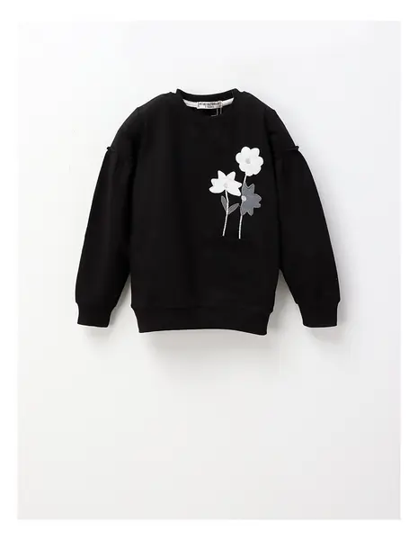 Bluzita floricele Tina fetite, negru