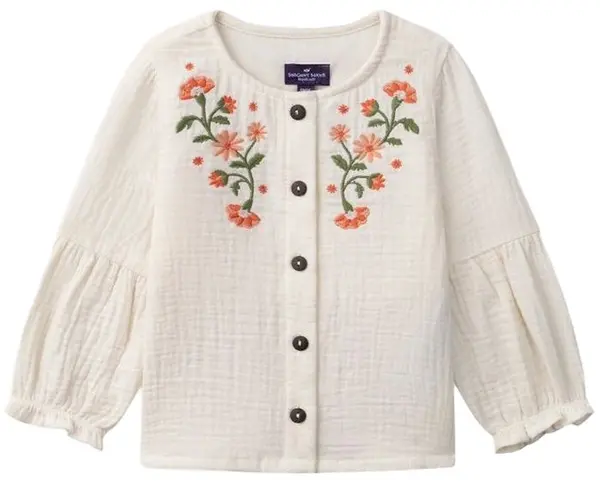 Bluziță pentru bebeluși Sergent Major - Cu broderie florală, 6 m