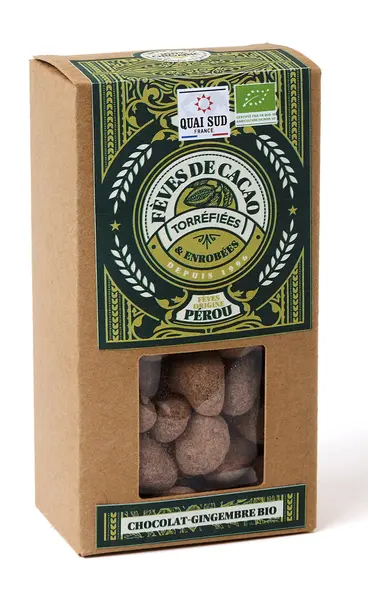 Boabe de cacao invelite in ciocolata cu ghimbir - Chocolat-Gingembre BIO | Quai Sud