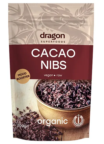 Boabe de cacao, zdrobite, 200 g, Dragon Superfoods