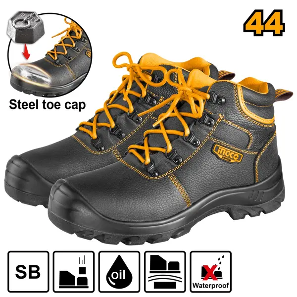 Bocanci Protectie Negri cu Varf Metalic 44 INGCO SSH04SB.44