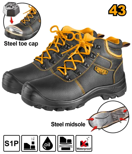 Bocanci Protectie Negri cu Varf Talpa Metalica 40 INGCO SSH04S1P.40