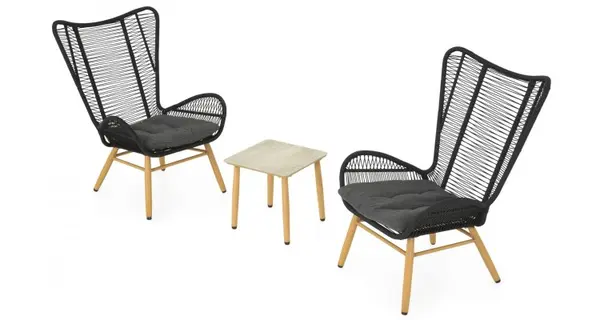 BODEH Set mobilier terasă/grădină, 2 fotolii si măsuță