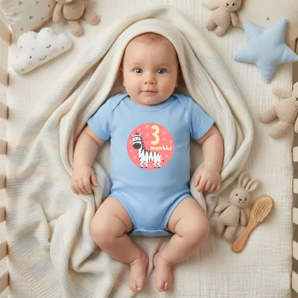 Body 1-12 MONTHS - TPC19 Albastru Maneca Scurta, 12 Luni