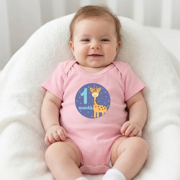 Body 1-12 MONTHS - TPC19 Roz Maneca Scurta, 12 Luni