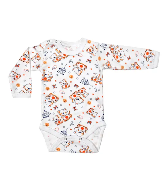 Body 4 capse maneca lunga RB07 alb/imprimeu ursuleti, Rombaby | 6/9 luni