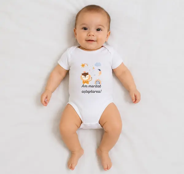 Body Am meritat asteptarea - TPC16 Alb Maneca Scurta, 24 Luni (Nr 92)