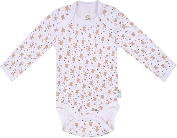 Body cu mânecă lungă pentru bebeluşi Bio Baby - Bumbac organic, 68 cm, 4-6 luni, ecru-alb
