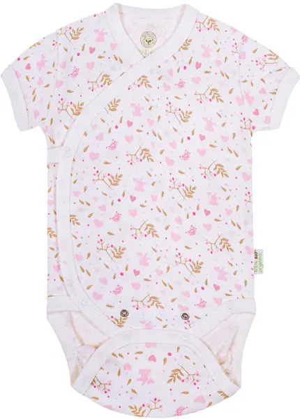 Body pentru bebeluşi Bio Baby - bumbac organic, 68 cm, 4-6 luni, roz-alb