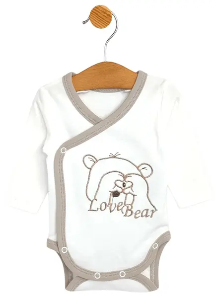 Body pentru bebeluși cu mânecă lungă Rainy - Love Bear, 56 cm, 1-2 luni