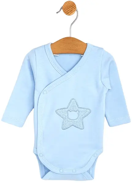 Body pentru bebeluși cu mânecă lungă Rainy - Stea cu un urs, 56 cm, 1-2 luni