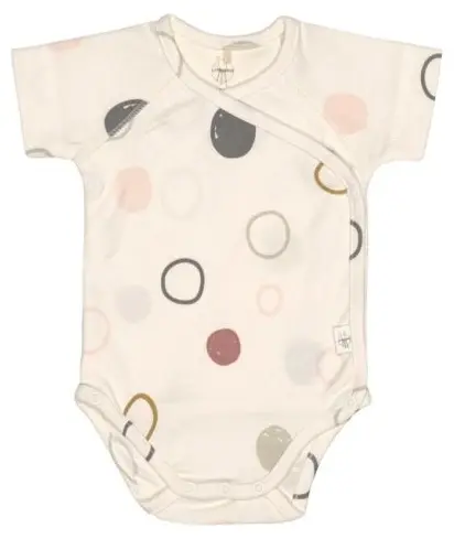 Body pentru bebeluși cu mânecă scurtă Lassig - Gots, 86/92 cm, 12-24 luni, Circles Offwhite