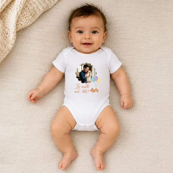 Body personalizat La multi ani - TPC27 Alb Maneca Scurta, 36 Luni (Nr 98)