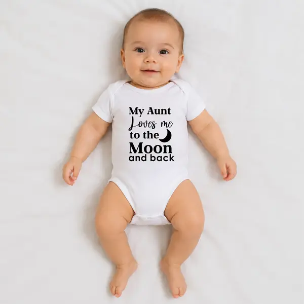 Body personalizat My Aunt - TPC37 Alb Maneca Scurta, 18 Luni (Nr 86)