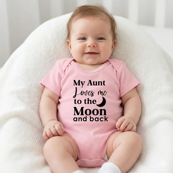 Body personalizat My Aunt - TPC37 Roz Maneca Scurta, 9 Luni