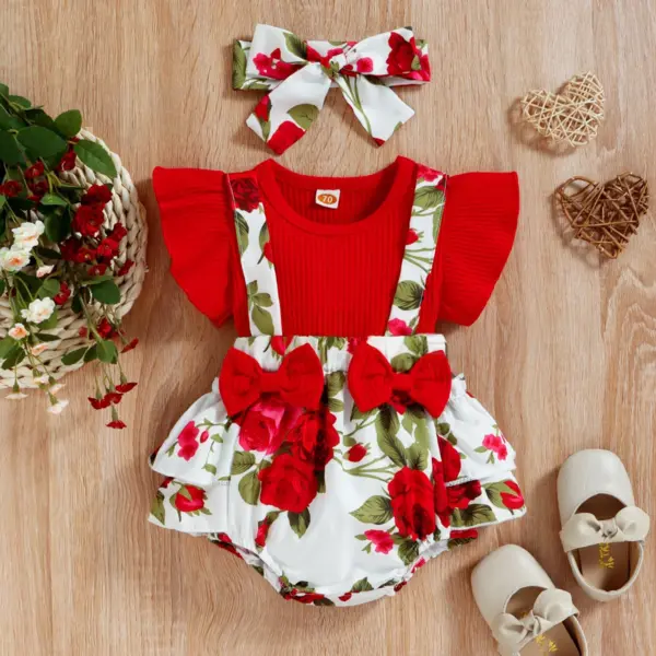 Body Rosu Fetite Imprimeu Floral Erica - 12-18 luni