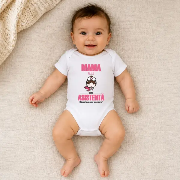 Body Super-Mamica Asistenta - TPC21 Alb Maneca Scurta, 24 Luni (Nr 92)