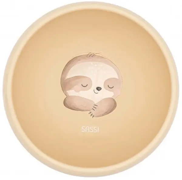 Bol din silicon cu ventuză Sassi - Gnawy The Sloth, portocaliu