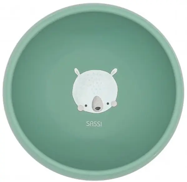 Bol din silicon cu ventuză Sassi - Munchy the Bear, verde
