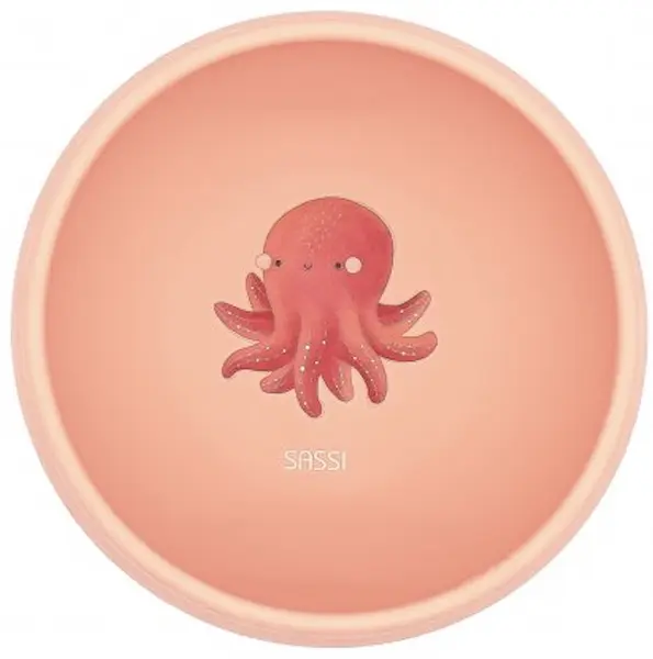 Bol din silicon cu ventuză Sassi - Slurpy The Octopus, roz