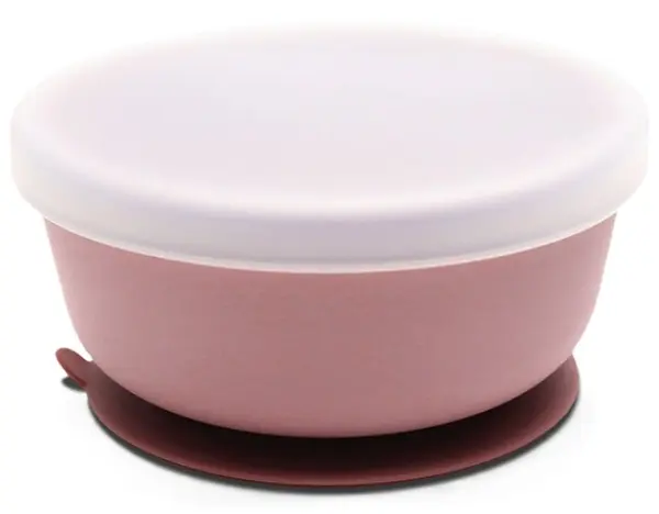 Bol din silicon cu vid și capac Lorelli - Dink Pink