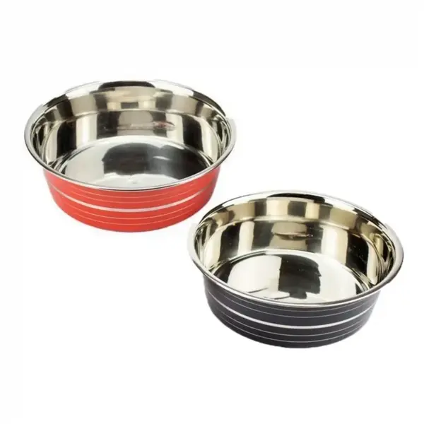 Bol pentru hrana animale, inox, diametru, PC-1008C, 750 ml, 16 cm, Rosu Negru Agility