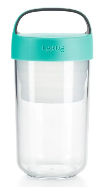 Bol pentru hrană Lekue – On The Go, 600 ml, turcoaz