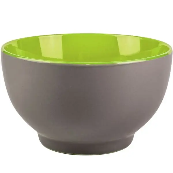 Bol pentru servire cu interior verde,ceramica,gri,600 ml