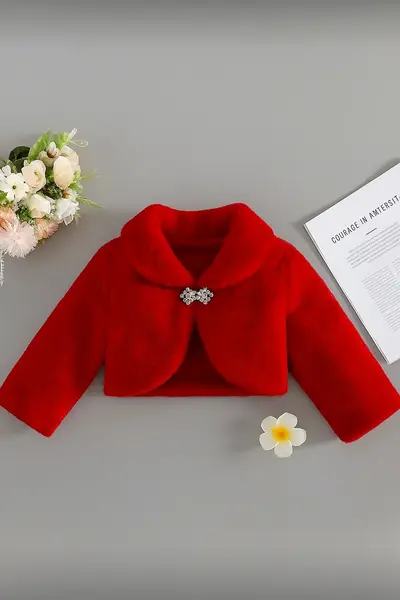 Bolero alb elegant din blanita ecologica pentru fete - Blanca