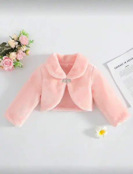 Bolero roz elegant din blanita ecologica pentru fete - Blanca