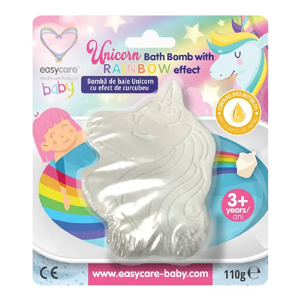 Bomba de baie cu efect de curcubeu, Unicorn,110 g, Easycare Baby