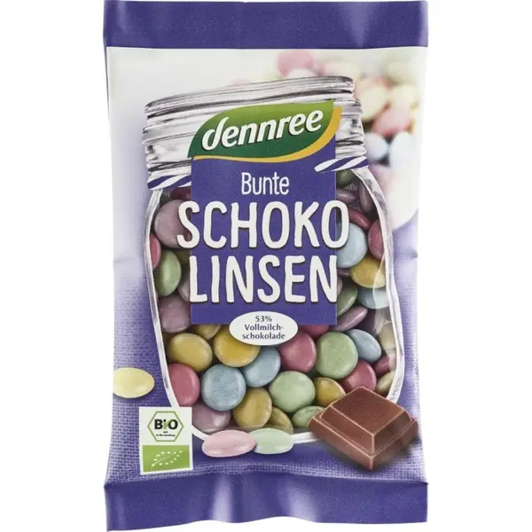 Bomboane colorate cu ciocolata de lapte, eco - 100 g