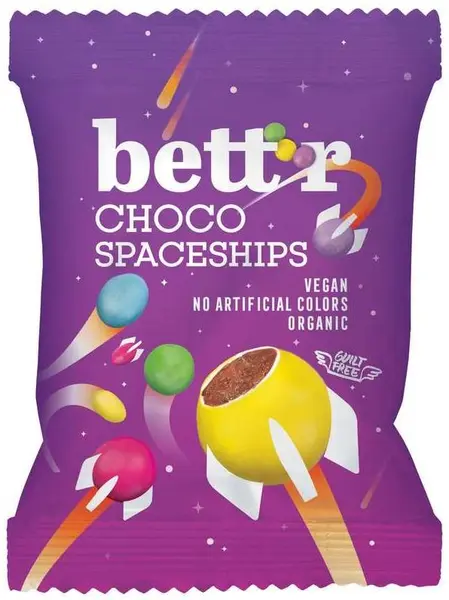 Bomboane colorate cu umplutură de ciocolată neagră, 70 g, Bett'r
