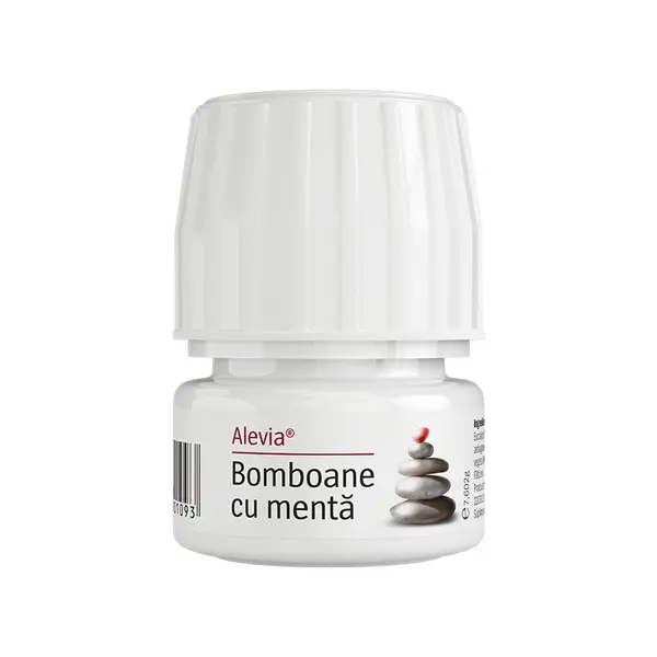 Bomboane cu menta, 60 comprimate, Alevia